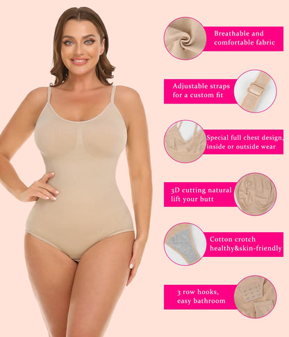 MANIFIQUE 3 Piece Shapewear Bodysuits Women Clothing Tummy Control Seamless Full Body Shaper V Neck Jumpsuits Top