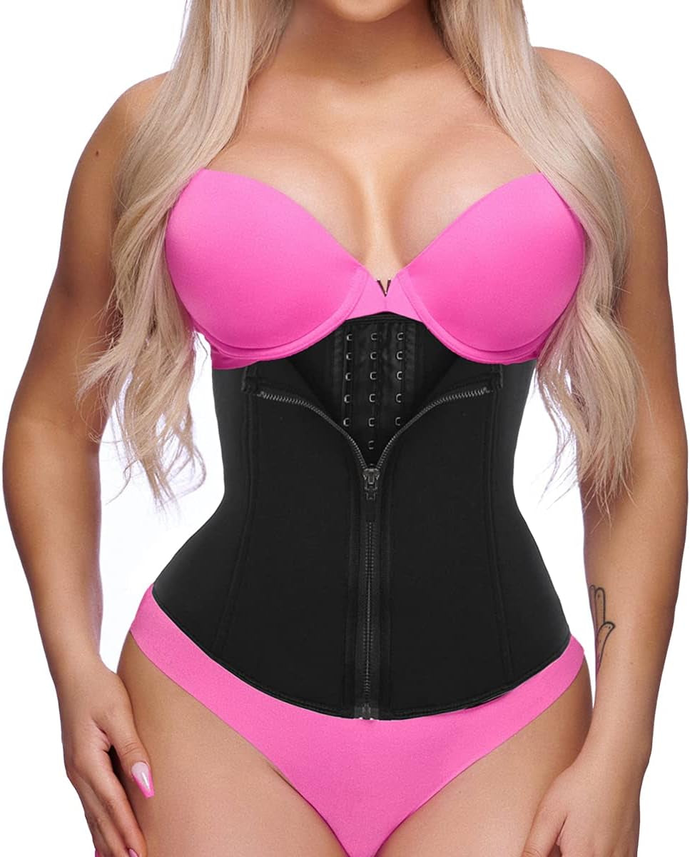 Gainkee Clip and Zip Waist Trainer Corset Women Neoprene Worked Out Sweat Vest Body Shaper