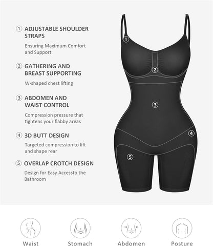 Feelingirl Shapewear Tummy Control Seamless Bodysuit Hip Enhancer Body Shaper for Women