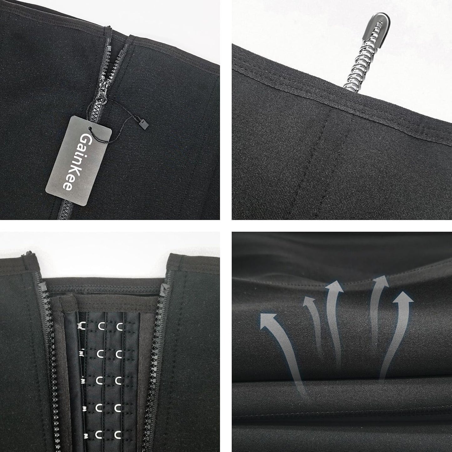 Gainkee Clip and Zip Waist Trainer Corset Women Neoprene Worked Out Sweat Vest Body Shaper