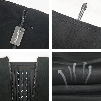 Gainkee Clip and Zip Waist Trainer Corset Women Neoprene Worked Out Sweat Vest Body Shaper