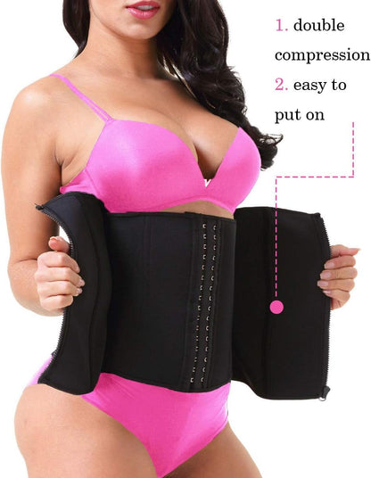 Gainkee Clip and Zip Waist Trainer Corset Women Neoprene Worked Out Sweat Vest Body Shaper