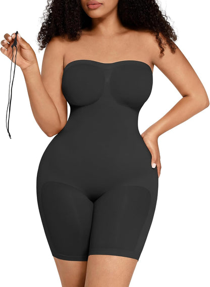 Feelingirl Strapless Bodysuit for Women Tummy Control Shapewear Wedding Dress Body Shaper with Removable Straps