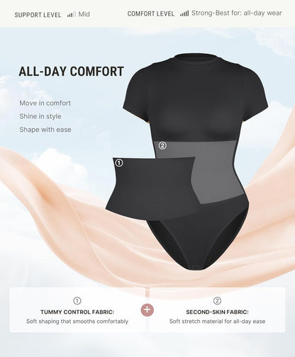 Feelingirl Shapewear Bodysuit Compression Body Suits Women'S Bodysuits High Neck Short Sleeve plus Size Body Suit Body Shaper