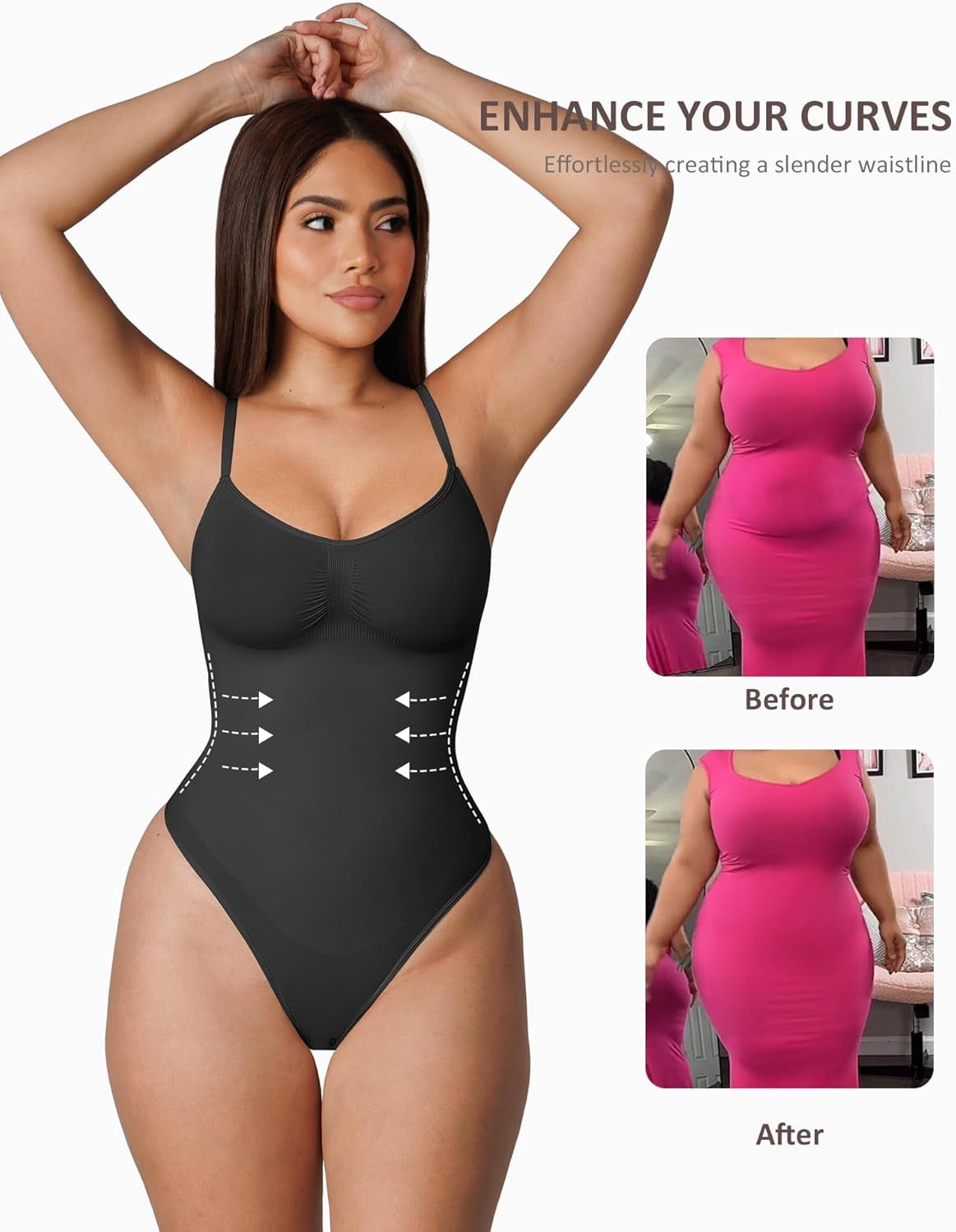 Feelingirl Shapewear Bodysuit for Women Tummy Control Waist Bodysuit Thong Shapewear Body Shaper Going Out