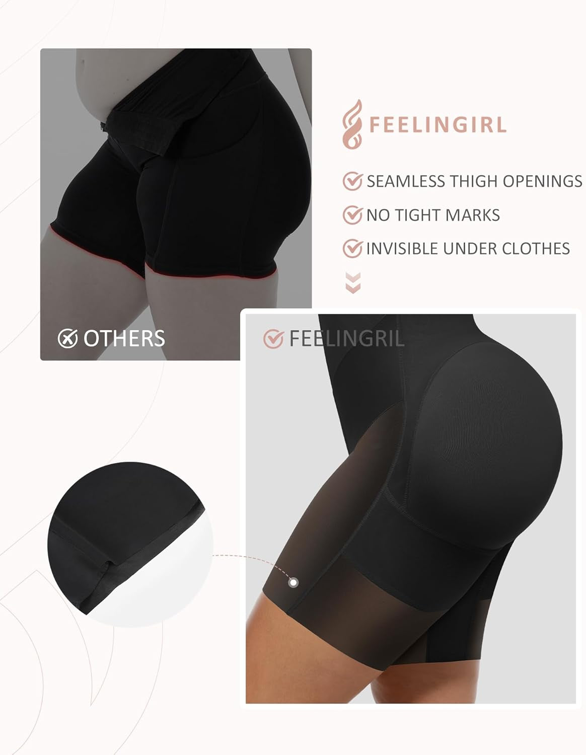 Feelingirl Fajas Colombianas Moldeadoras Butt Lifting Shapewear Tummy Control Postpartum Faja Body Shaper with Zipper Crotch