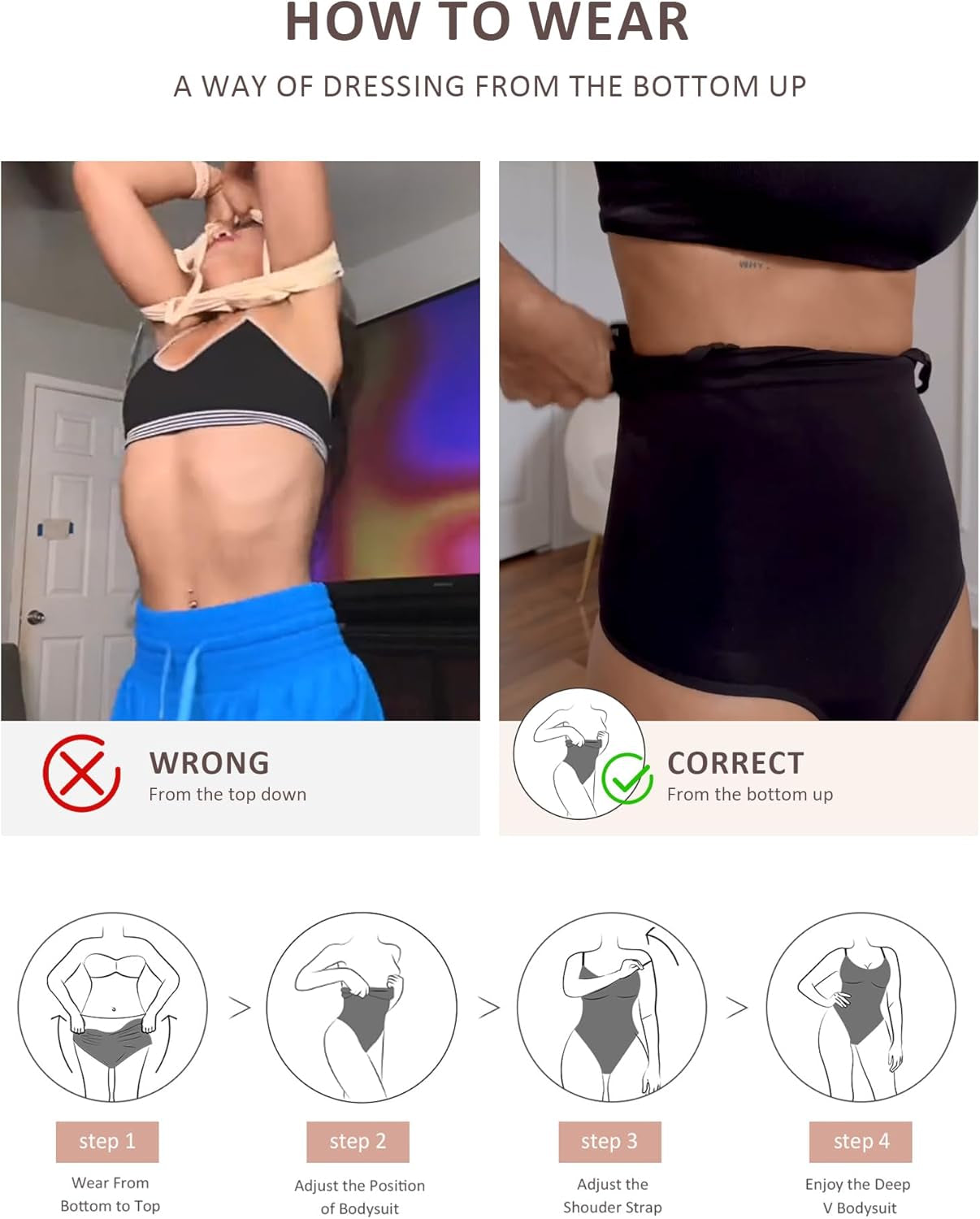 Feelingirl Shapewear Bodysuit for Women Tummy Control Waist Bodysuit Thong Shapewear Body Shaper Going Out