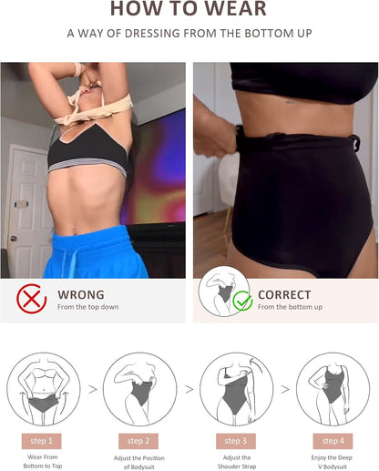 Feelingirl Shapewear Bodysuit for Women Tummy Control Waist Bodysuit Thong Shapewear Body Shaper Going Out