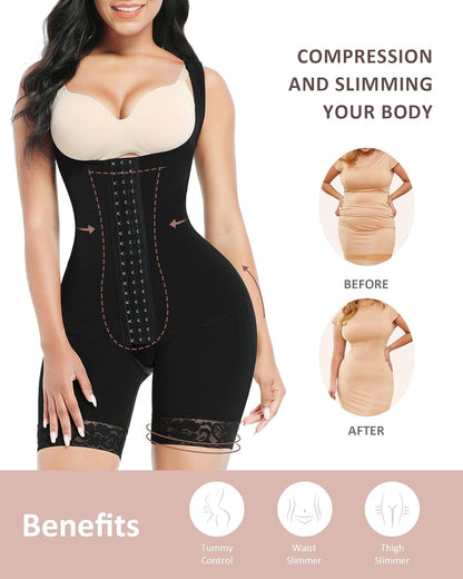 Feelingirl Shapewear for Women Tummy Control Stage 2 Post Surgery Compression Garment Full Body Shaper Butt Lifter
