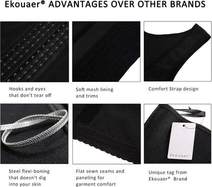 Women'S Underbust Corset Waist Trainer Cincher Steel Boned Body Shaper Tummy Fat Burner S-4XL