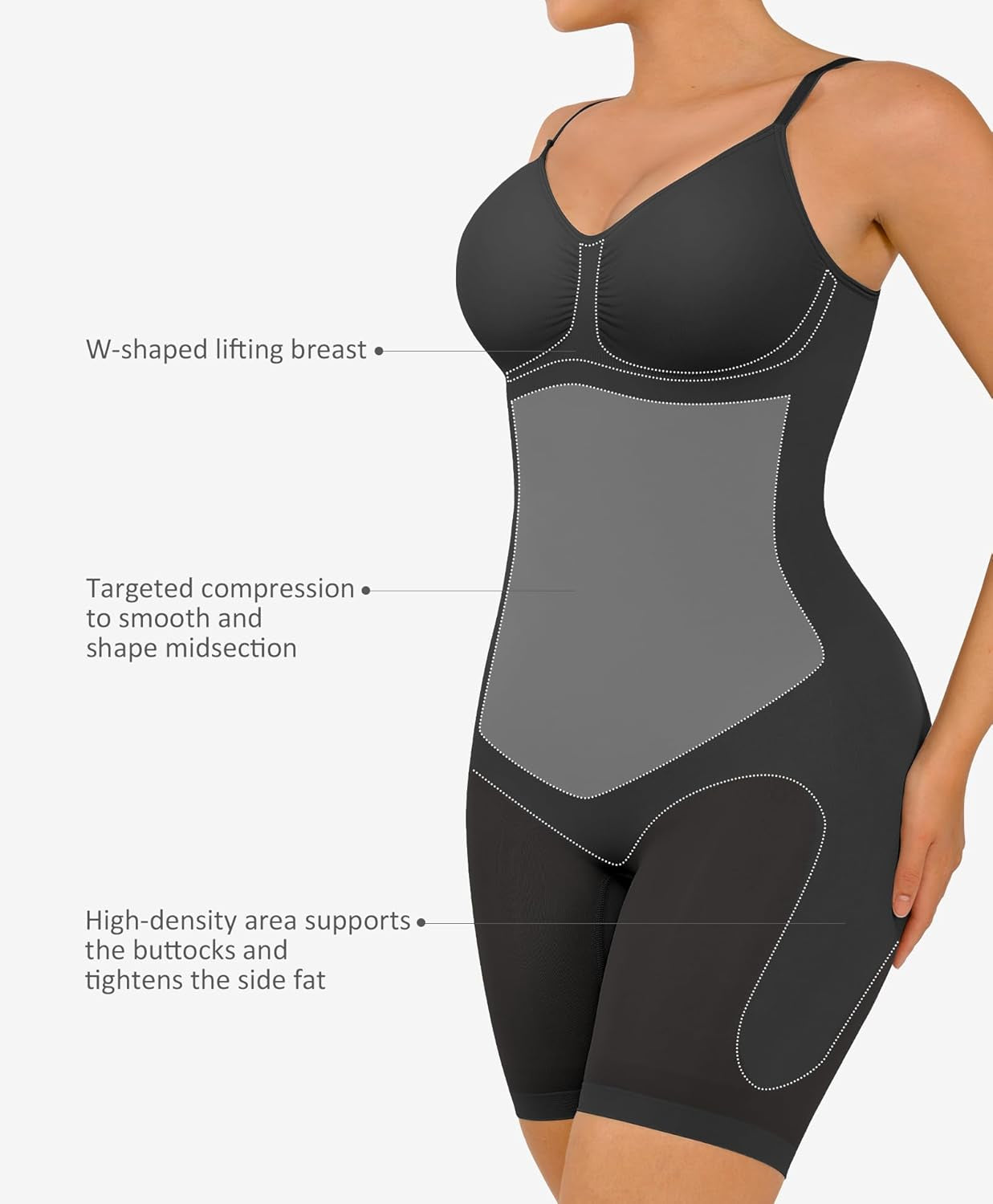 Feelingirl Shapewear Tummy Control Seamless Bodysuit Hip Enhancer Body Shaper for Women