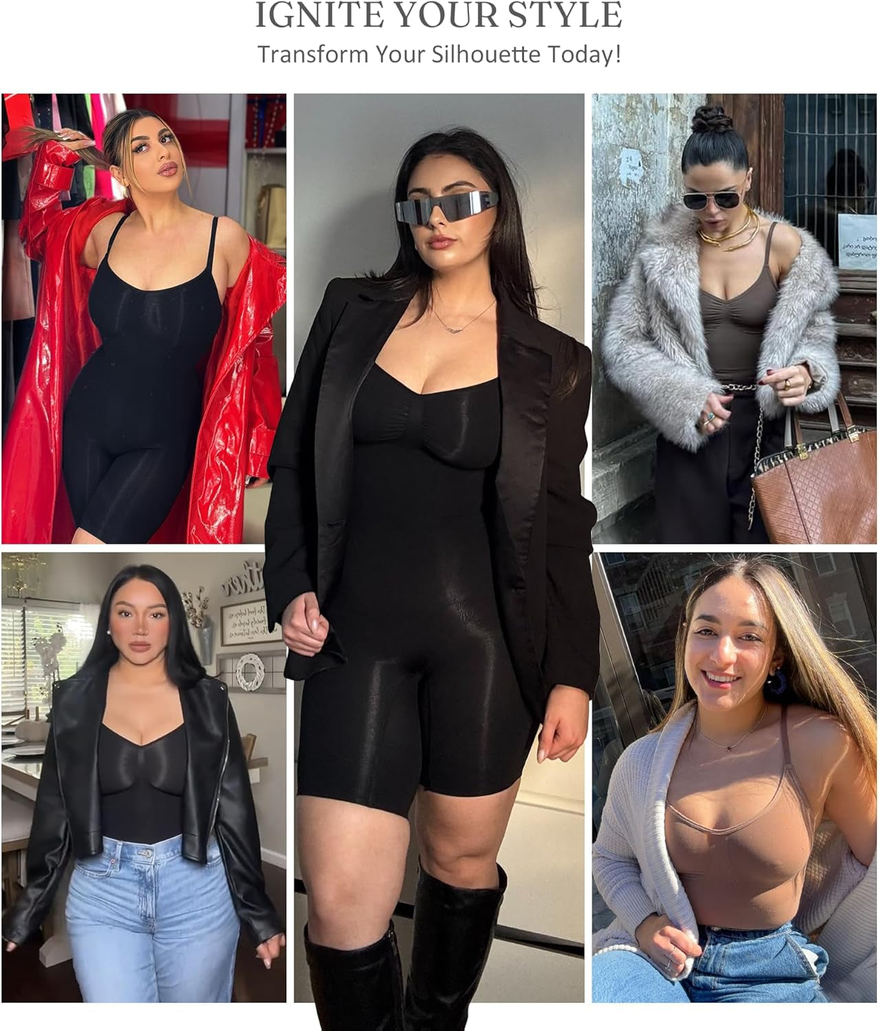 Feelingirl Shapewear Tummy Control Seamless Bodysuit Hip Enhancer Body Shaper for Women