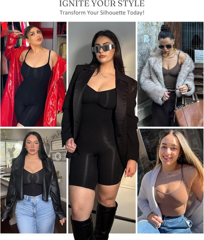 Feelingirl Shapewear Tummy Control Seamless Bodysuit Hip Enhancer Body Shaper for Women