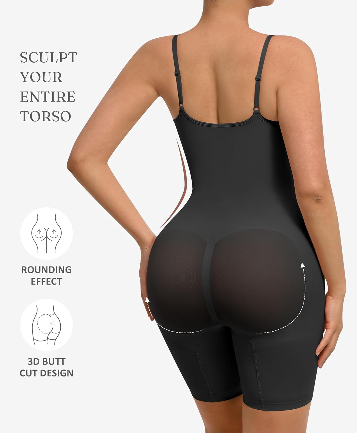 Feelingirl Shapewear Tummy Control Seamless Bodysuit Hip Enhancer Body Shaper for Women