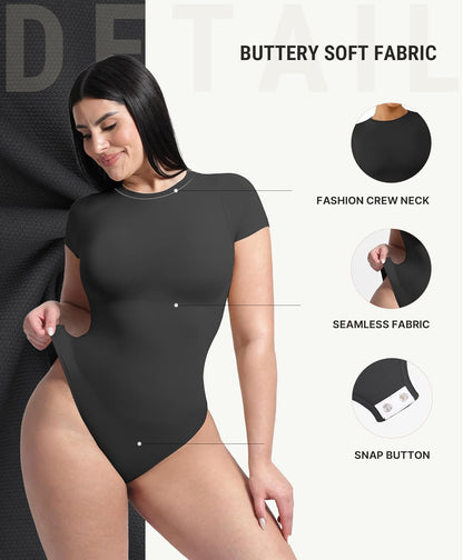 Feelingirl Shapewear Bodysuit Compression Body Suits Women'S Bodysuits High Neck Short Sleeve plus Size Body Suit Body Shaper