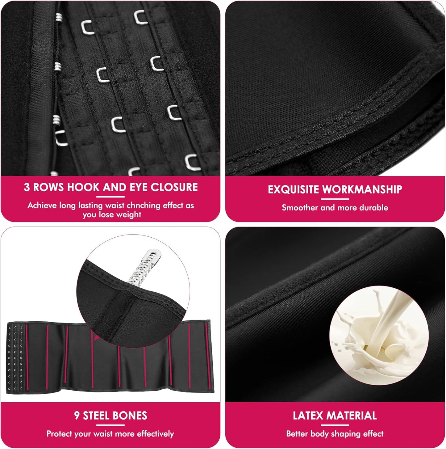 Atbuty Short Torso Waist Trainers Cincher Corset Underbust Body Shaper Latex Sport Girdle